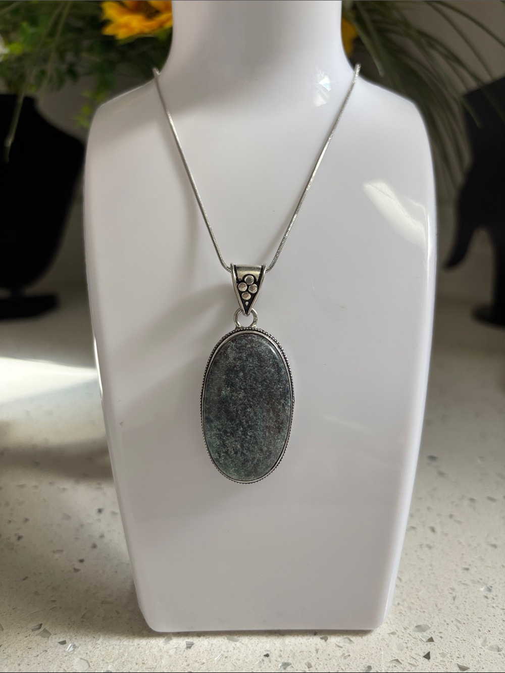 Zoisite Gemstone Handmade Antique Design Pendant Necklace